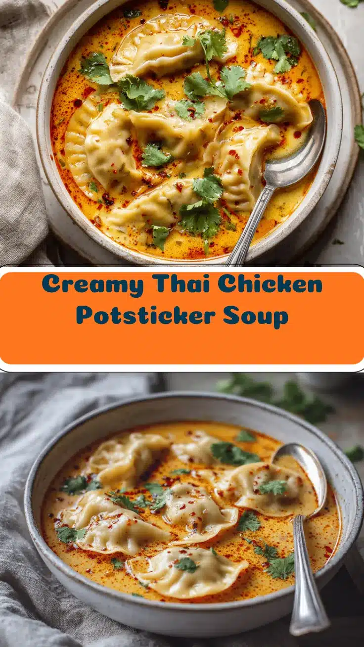 creamy Thai chicken potsticker soup recipe