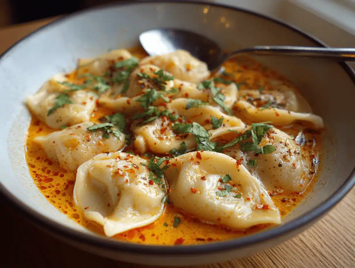 creamy Thai dumpling soup preparation steps