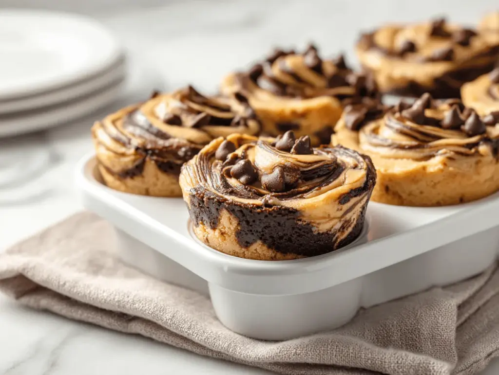 edible cookie dough brownie batter swirl cups - featured image