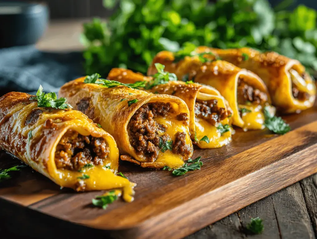 Garlic Butter Beef Cheeseburger Rollups - featured image