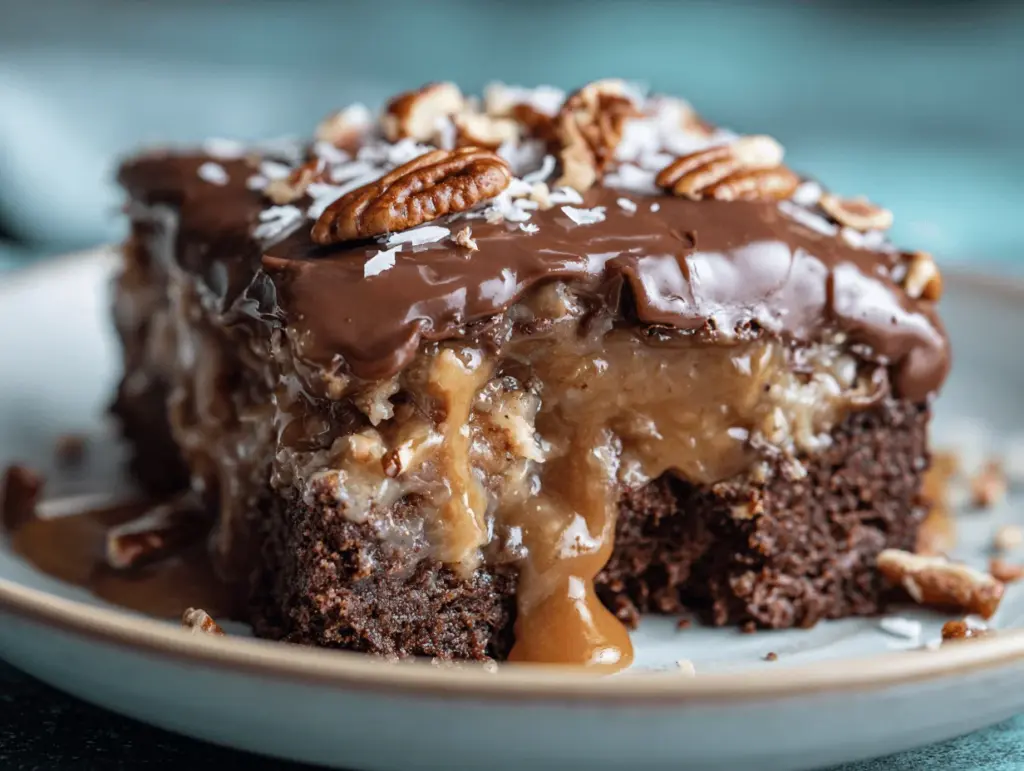 German chocolate poke cake - featured image