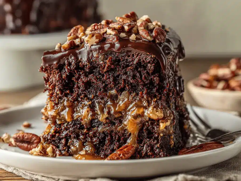 German chocolate poke cake - featured image