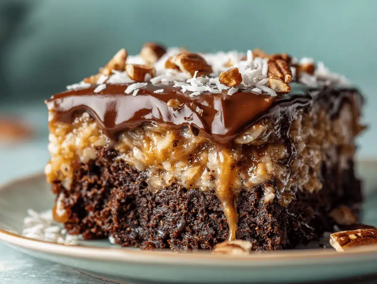 German chocolate poke cake preparation steps