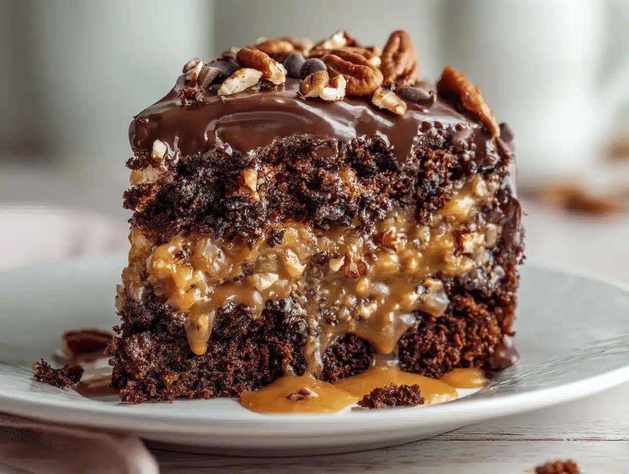 German chocolate poke cake preparation steps