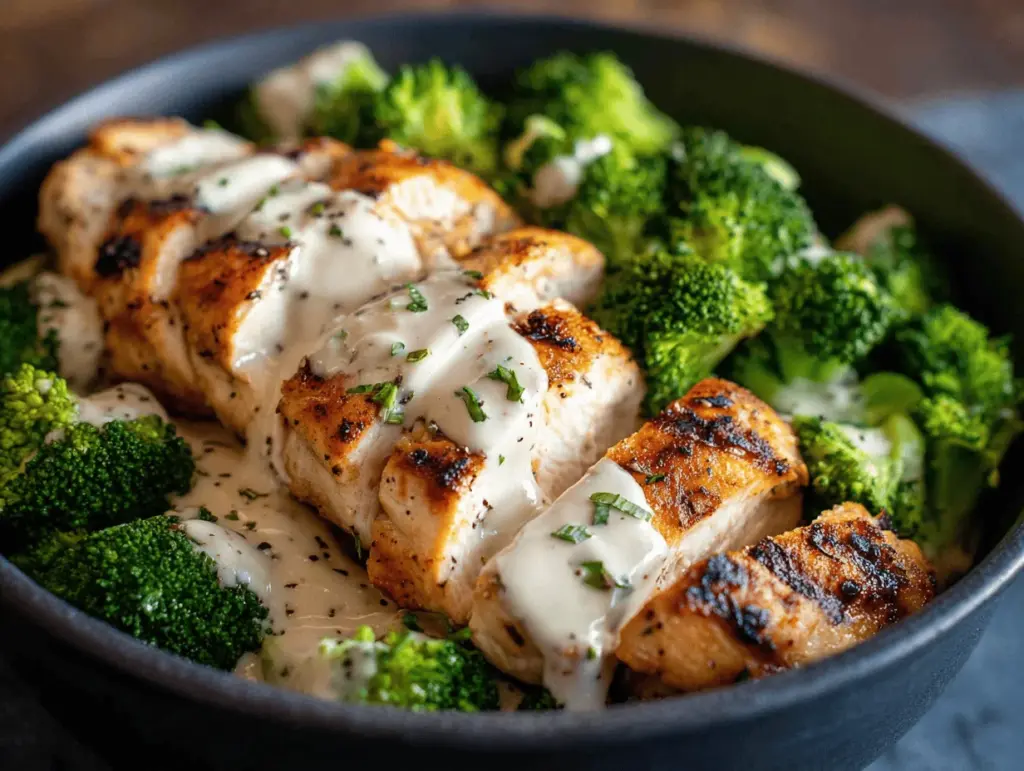 grilled chicken and broccoli bowls - featured image