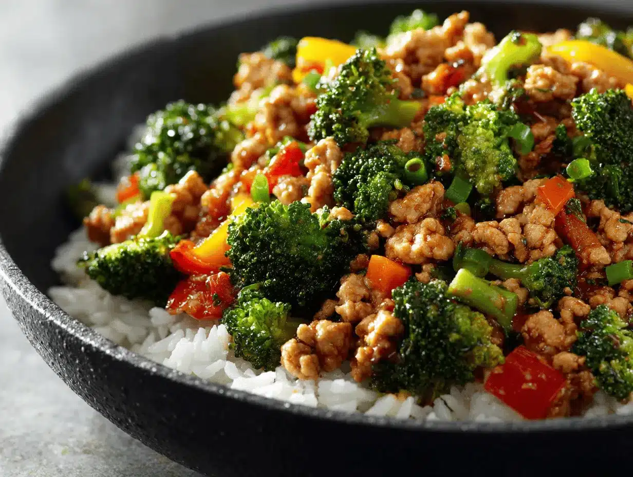 ground chicken and broccoli stir-fry preparation steps