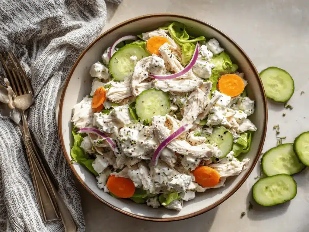 high protein chicken salad with cottage cheese - featured image