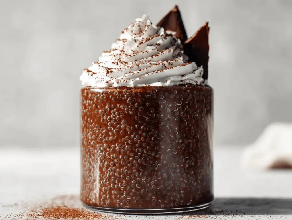 high protein chocolate chia seed pudding - featured image