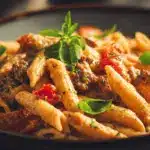 high-protein creamy beef pasta - featured image