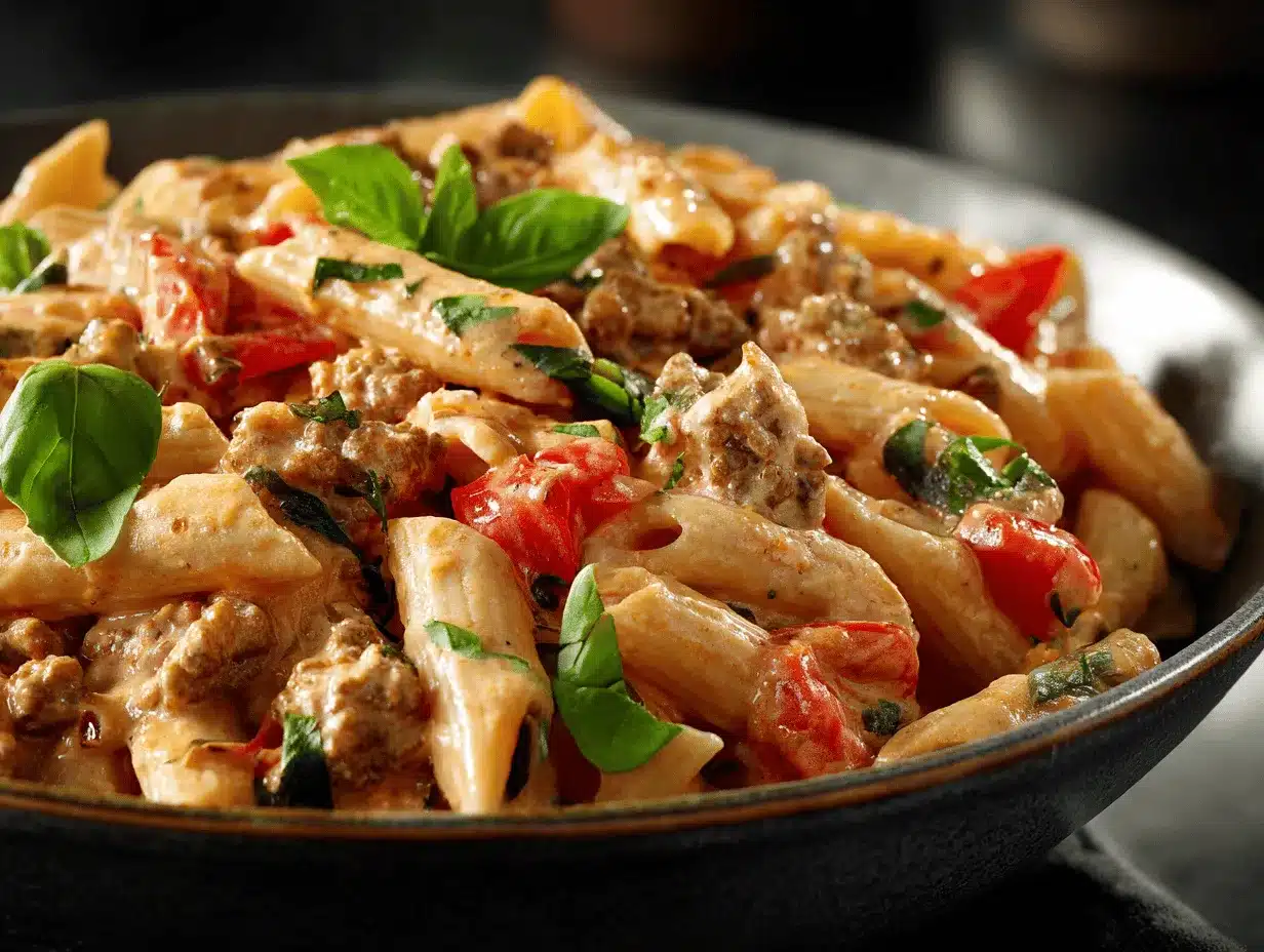 high-protein creamy beef pasta preparation steps