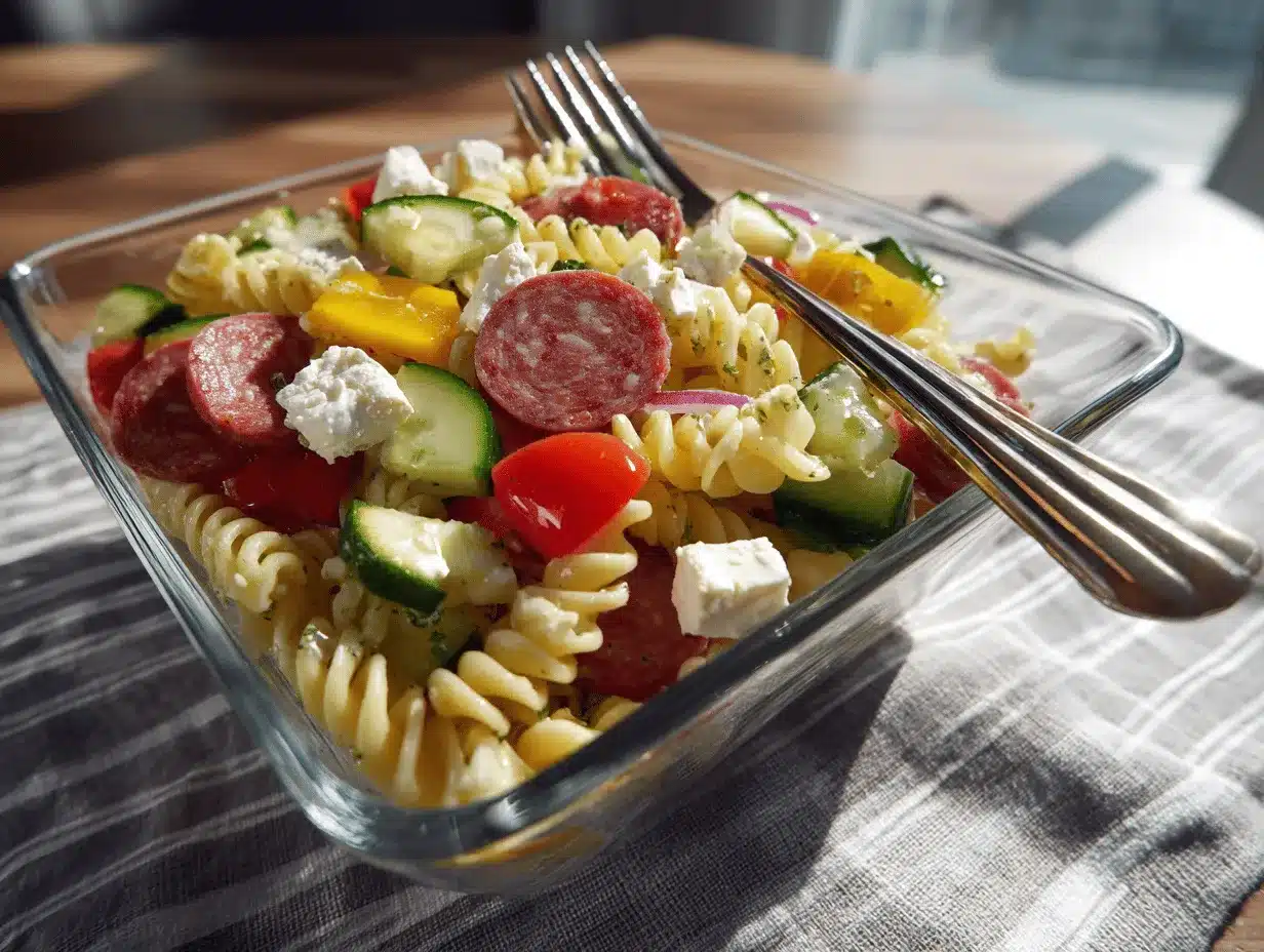 high-protein Italian pasta salad preparation steps