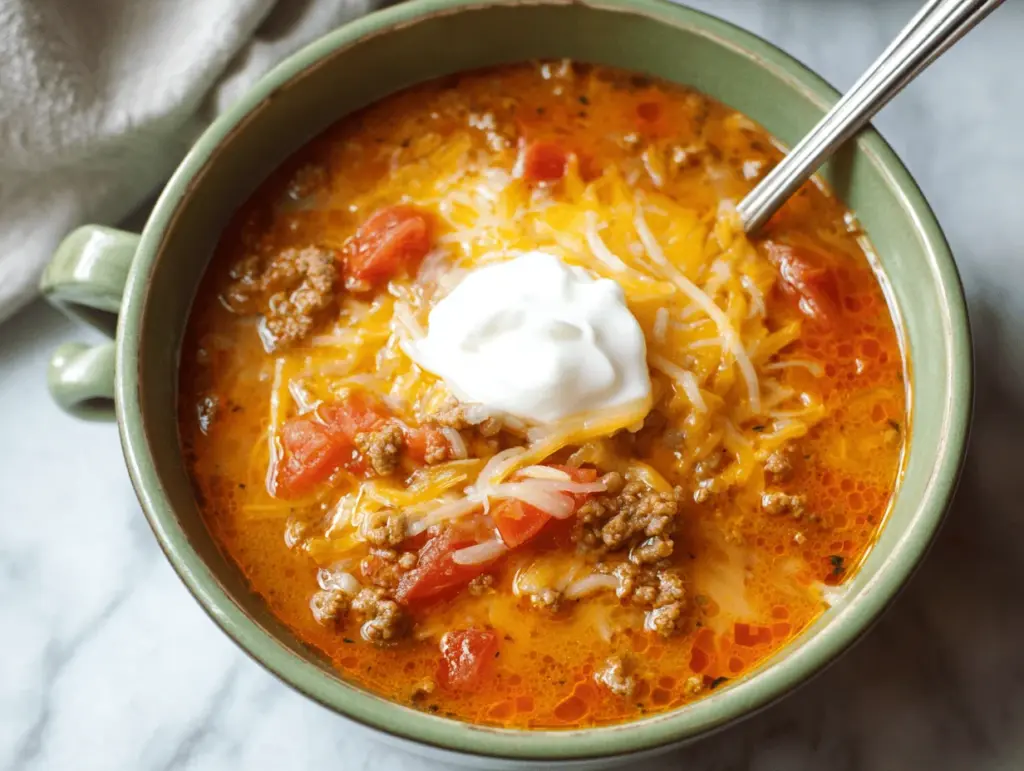 high protein low carb taco soup - featured image