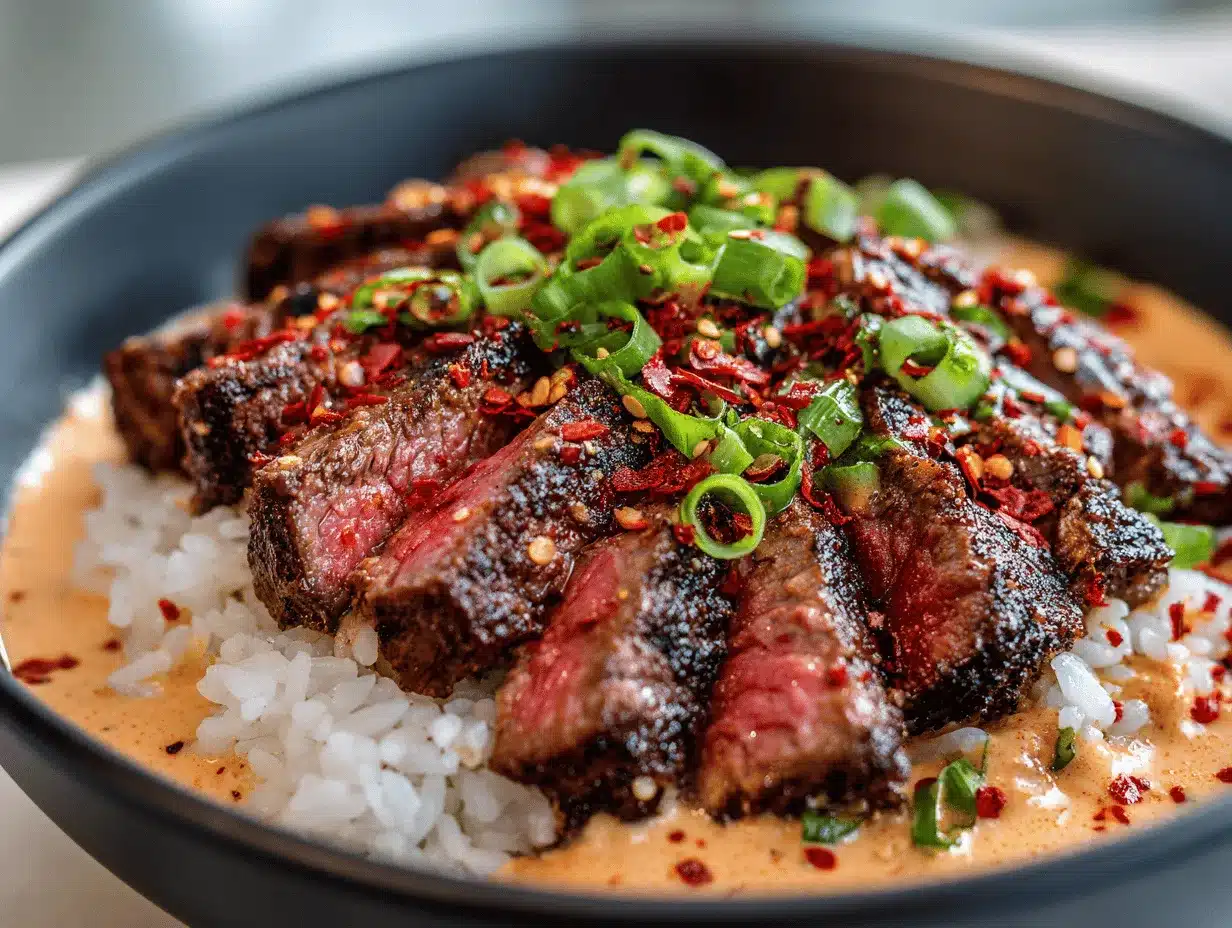 Korean BBQ steak rice bowls preparation steps