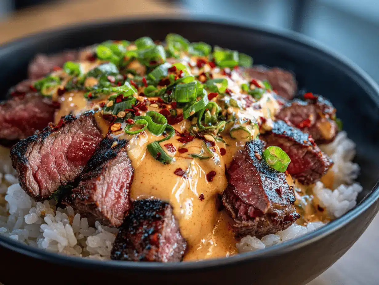 Korean BBQ steak rice bowls - featured image