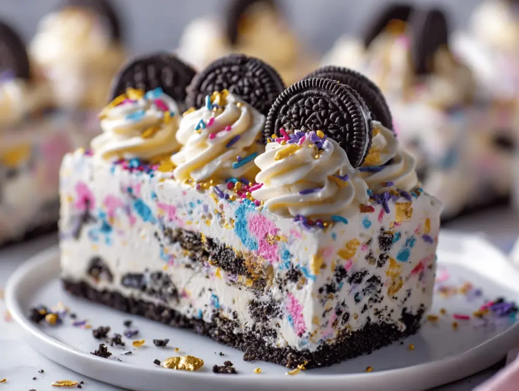 No-Bake Birthday Cake Oreo Icebox Cake - featured image