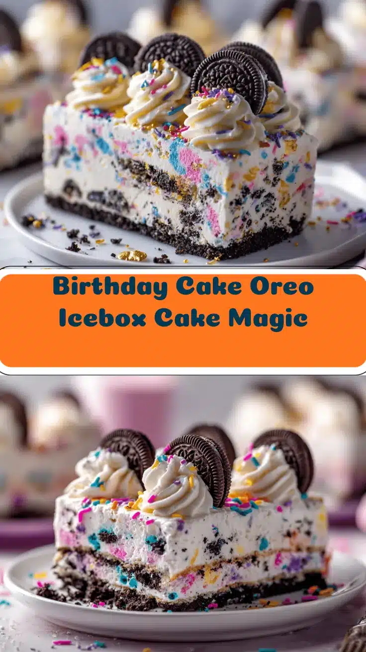 No-Bake Birthday Cake Oreo Icebox Cake recipe