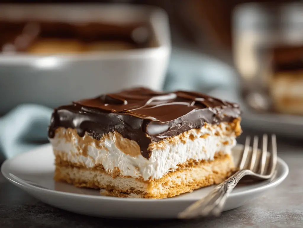 no-bake chocolate eclair cake - featured image