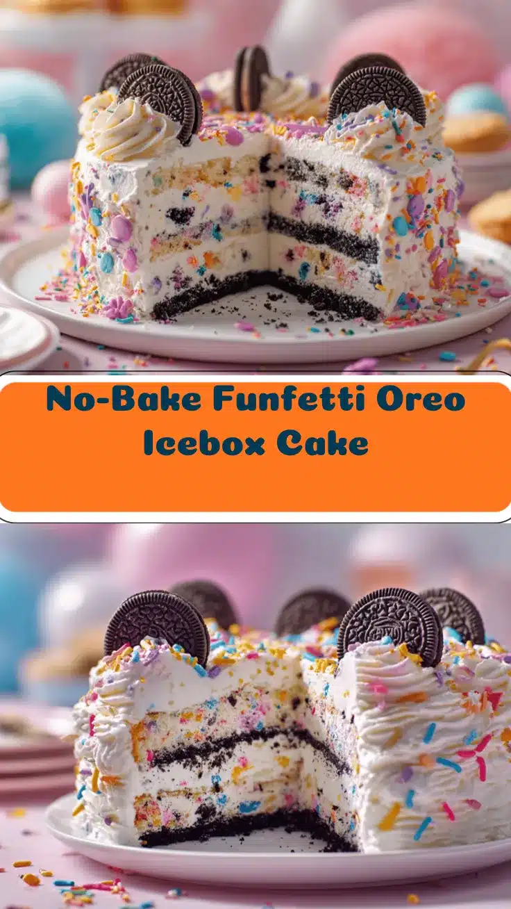 No-Bake Funfetti Oreo Icebox Cake recipe