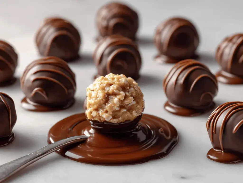 peanut butter balls with Rice Krispies - featured image