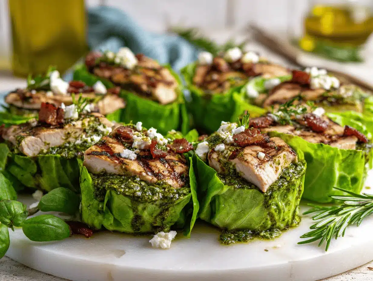 pesto chicken lettuce wraps preparation steps