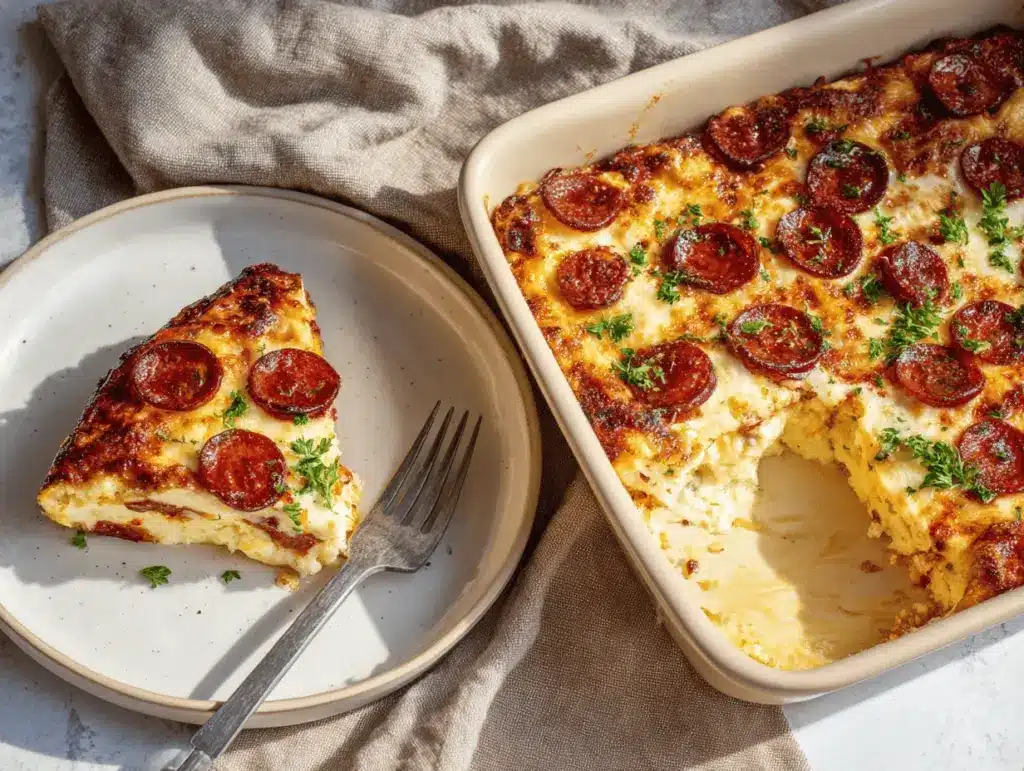 pizza cottage cheese bake - featured image