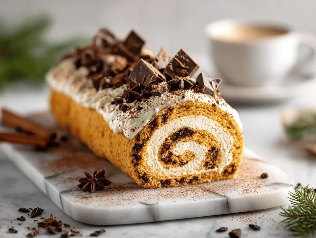 Pumpkin Spice Tiramisu Yule Log Cake - featured image