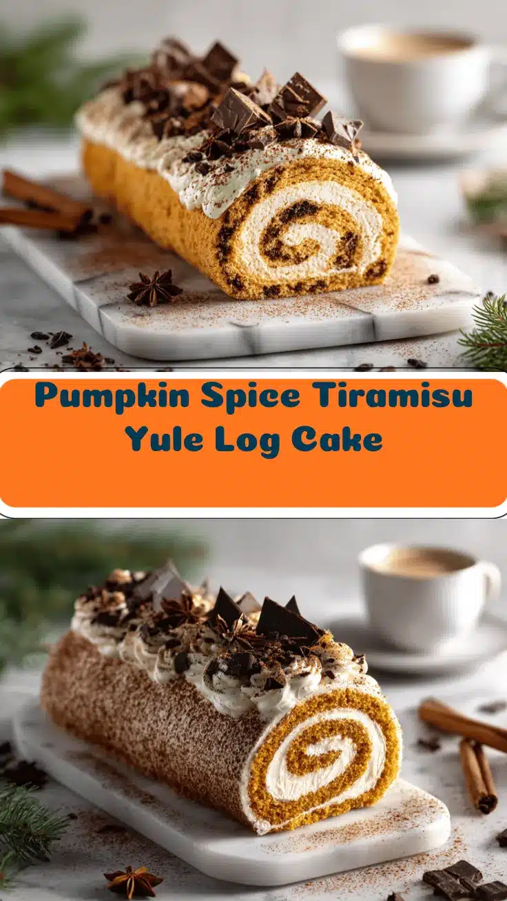 Pumpkin Spice Tiramisu Yule Log Cake recipe