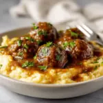slow cooker Salisbury steak meatballs - featured image