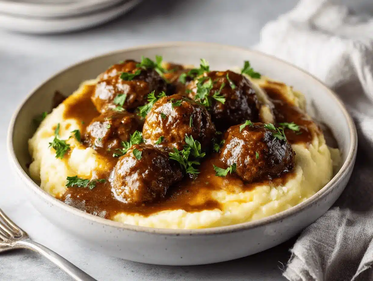slow cooker Salisbury steak meatballs preparation steps