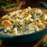 spinach artichoke chicken casserole - featured image