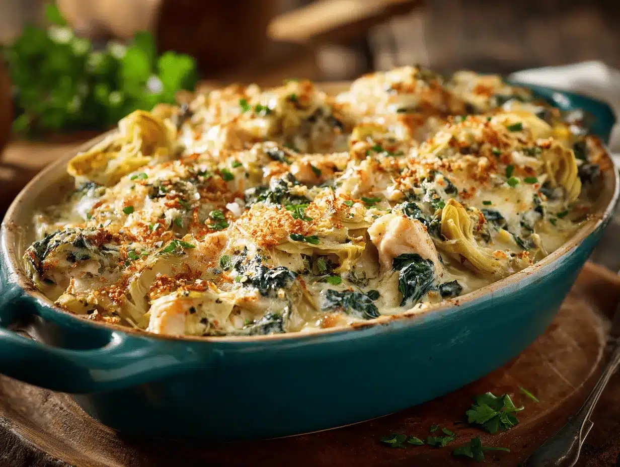 spinach artichoke chicken casserole preparation steps