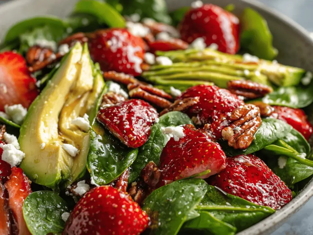 strawberry avocado spinach salad - featured image