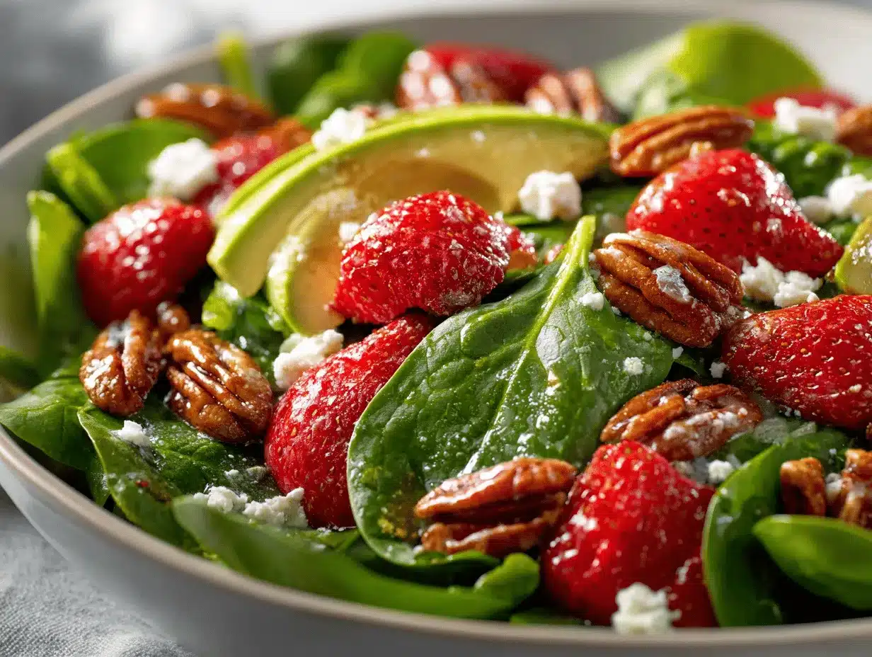 strawberry avocado spinach salad preparation steps