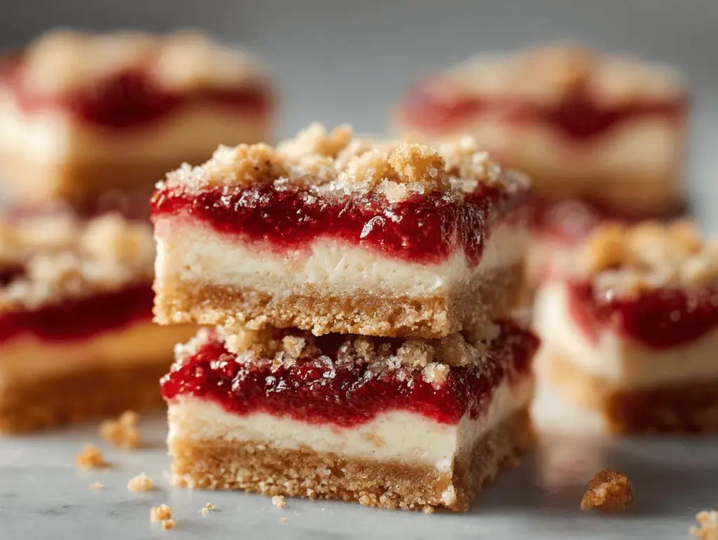 strawberry cheesecake shortbread bars - featured image