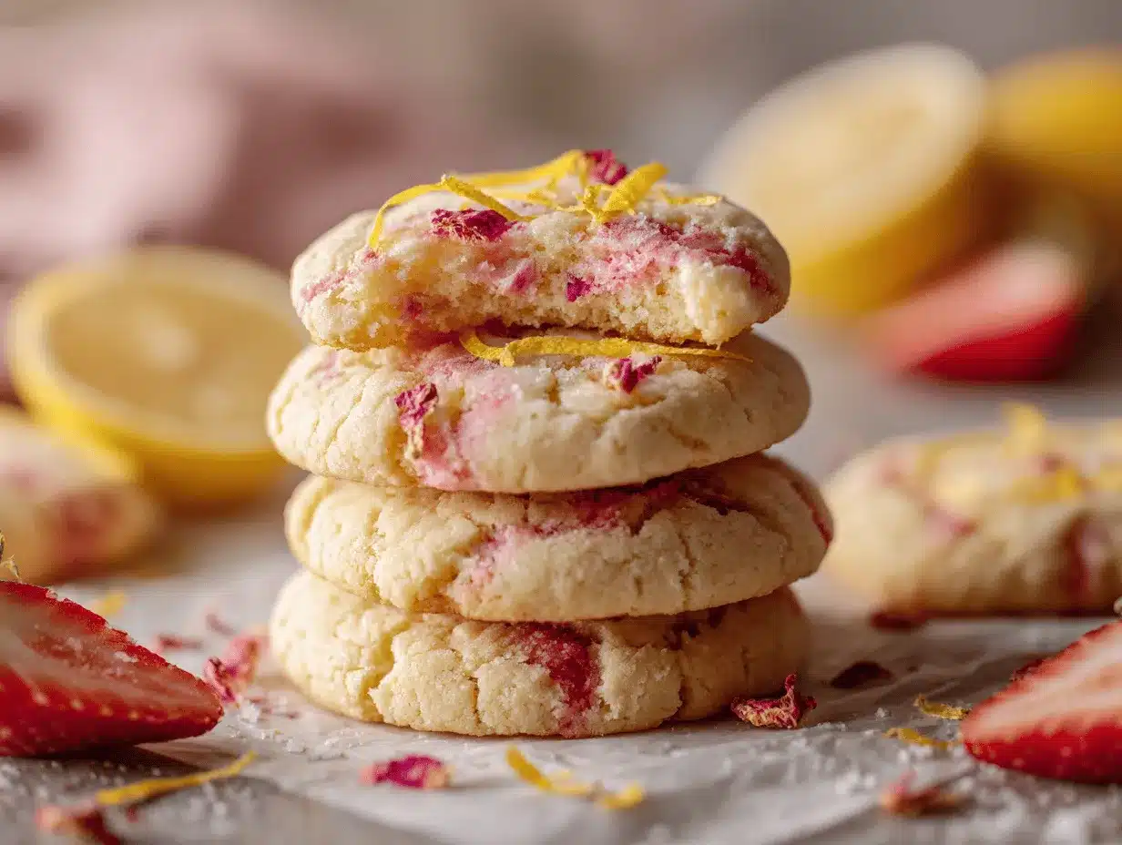 strawberry lemonade cheesecake cookies preparation steps