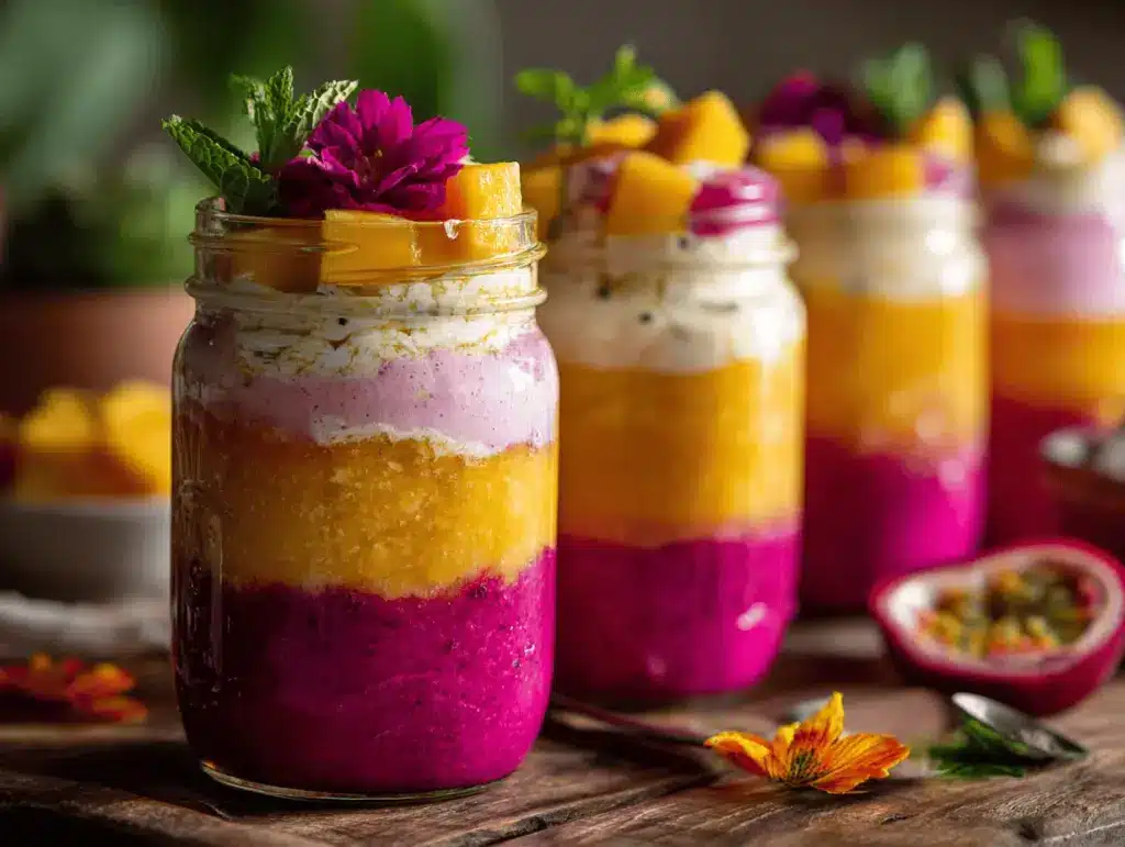 tropical sunrise smoothie jars - featured image