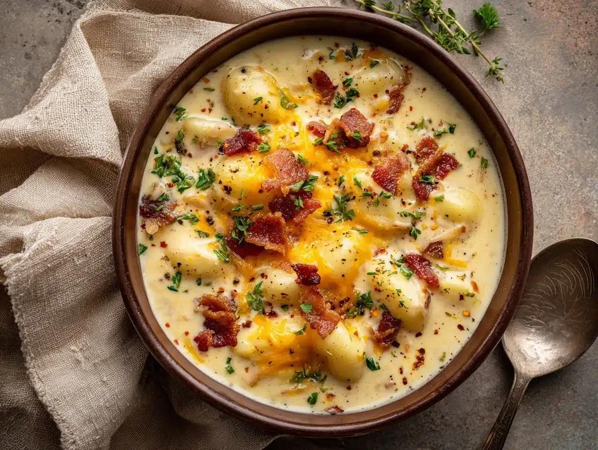 Bacon Cheddar Gnocchi Soup preparation steps
