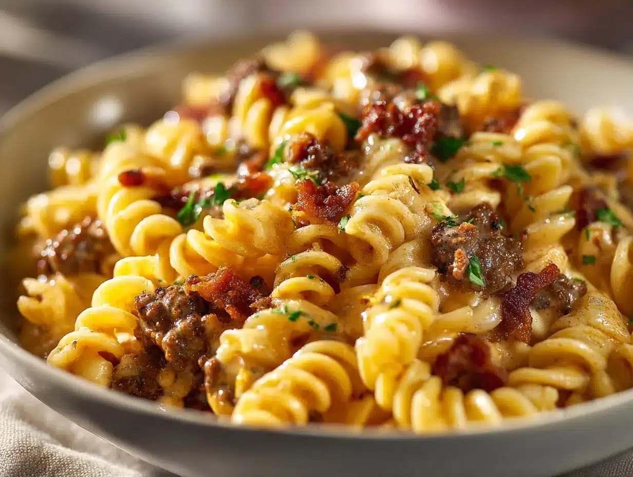 bacon cheeseburger pasta preparation steps