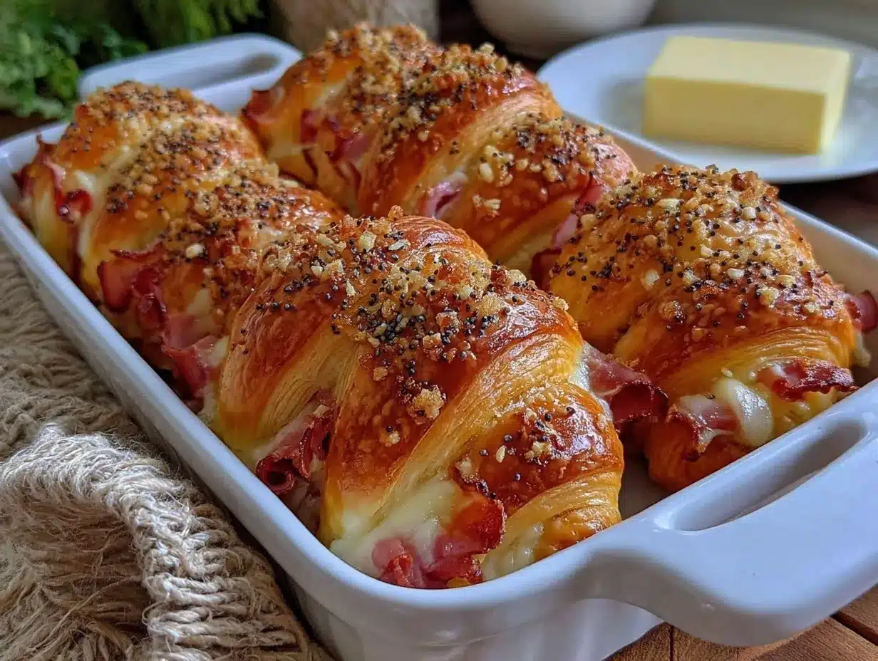 baked ham and cheese croissants preparation steps