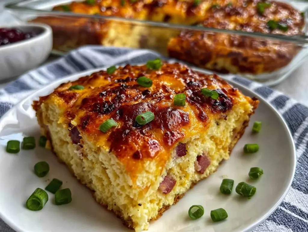 baked ham and cheese omelette - featured image