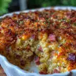 cheddar ham macaroni bake - featured image