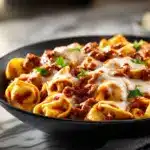 cheesy beef tortellini bake - featured image