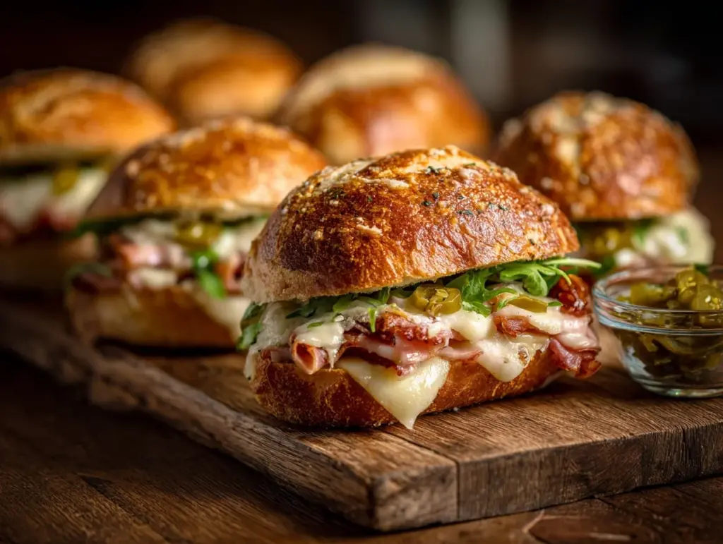 cheesy hot roll sandwiches - featured image