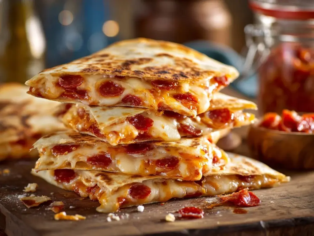 cheesy pepperoni pizza quesadilla - featured image