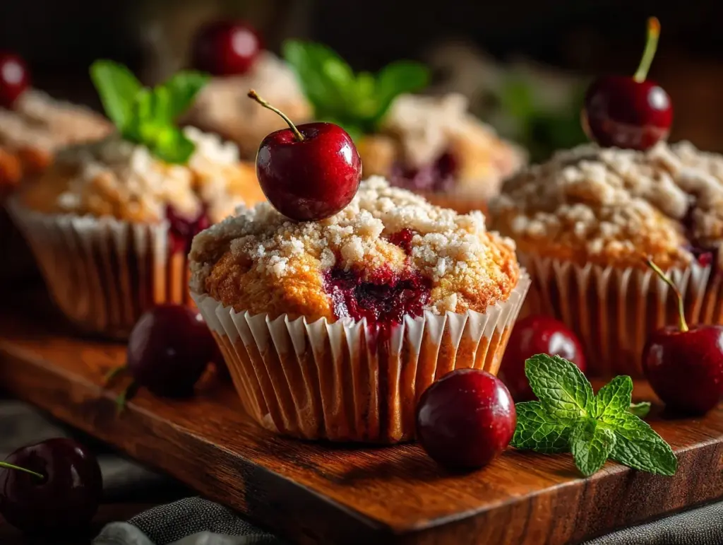 cherry cobbler muffins - featured image