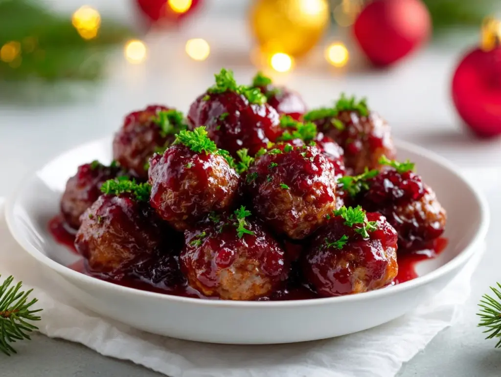 Festive Cranberry Meatballs - featured image