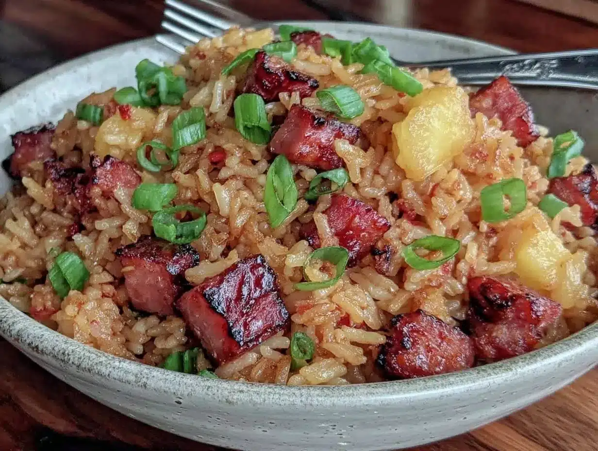 fried rice with ham and pineapple preparation steps