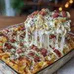 leftover ham noodle casserole - featured image