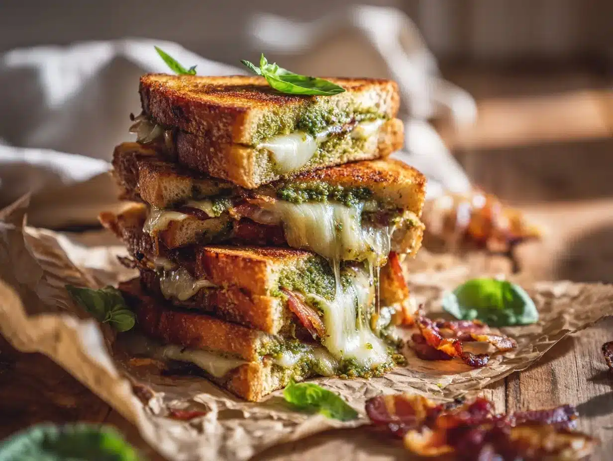pesto grilled cheese preparation steps