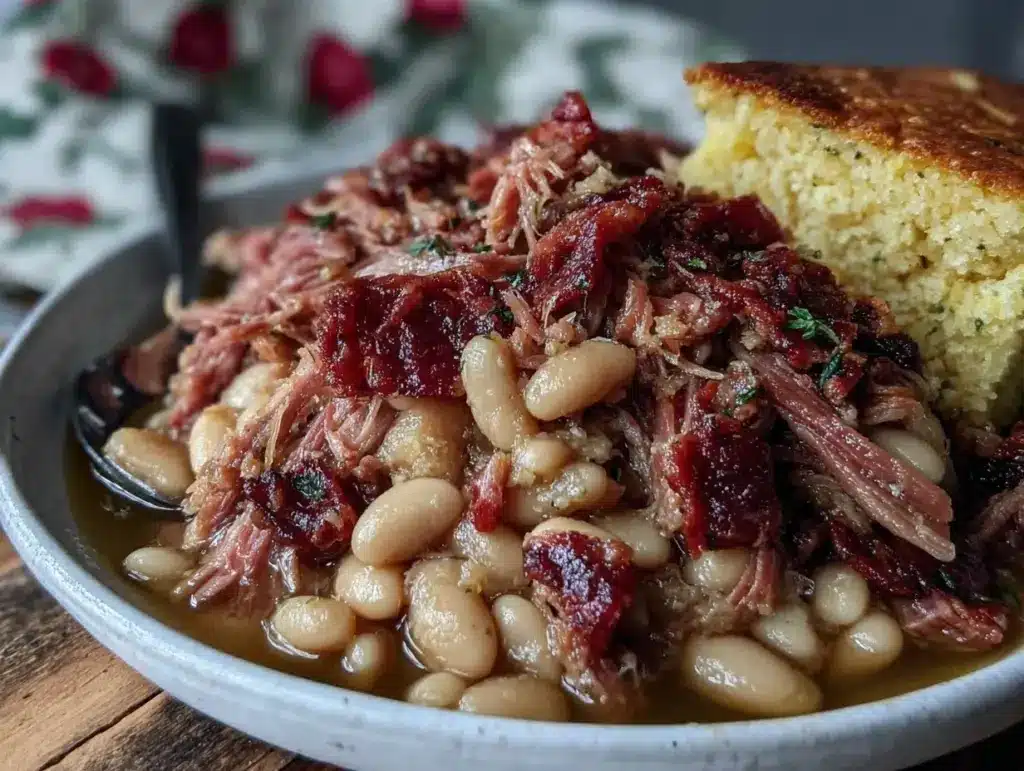 slow cooker ham and white beans - featured image